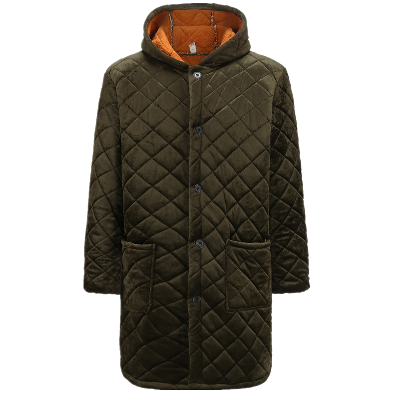 秋冬羽绒服罩衣加绒加厚加棉成人围裙长袖四川省工作服男迷彩时尚