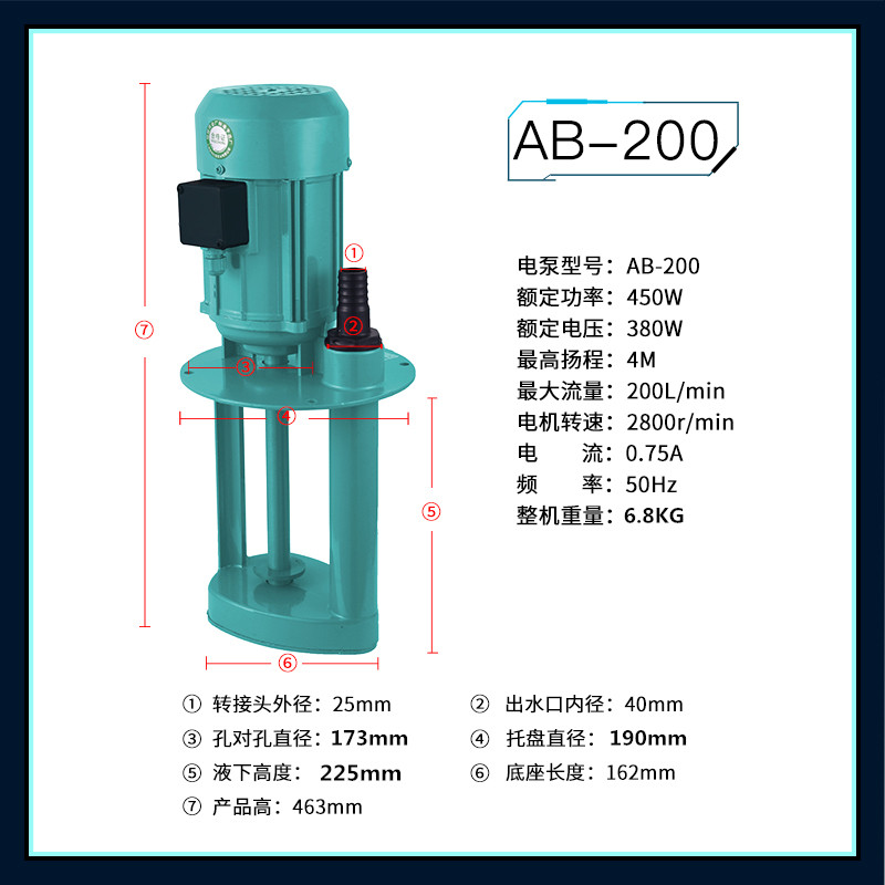 三相电泵线切割磨铣车机床冷却水泵油泵DB40/120/AB90/250W/380V