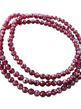 正品天然石榴石小米珠手链女酒红切面水晶散珠子转运串珠手串爆闪