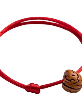 宝婴儿童新生红绳手链桃核