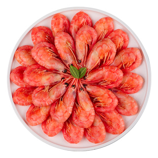 甜虾即食格陵兰北极甜虾刺身熟冻大虾整箱头膏带籽新鲜冰虾北极虾