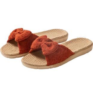 远港红色亚麻拖鞋女士夏季2026新款室内家用防滑防臭吸汗家居布艺