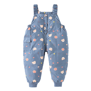 男童羽绒裤背带新款冬季女宝宝加厚保暖婴幼儿90白鸭绒儿童外穿裤