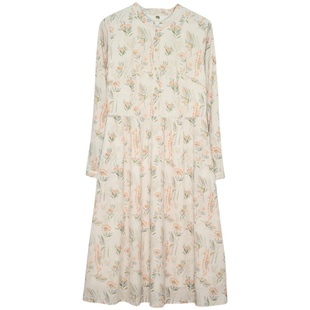 19QDC-038【幽香自来】前世今生复古X型修身立领印花连衣裙