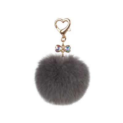 美物平方书包包獭兔钥匙扣链毛球