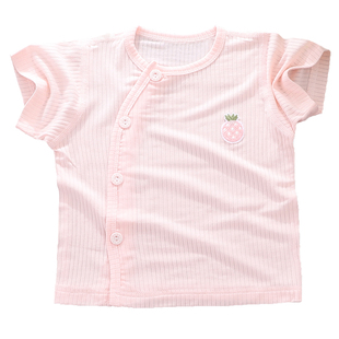 新生婴儿短袖上衣莫代尔夏季开衫男女宝宝衣服a类0到3个月夏装6