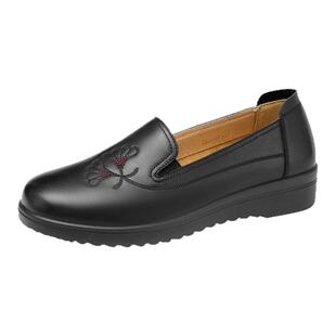 奥康女鞋2026年春季新款真皮不累脚妈妈鞋复古乐福鞋舒适浅口单鞋