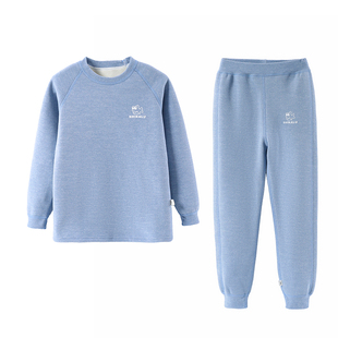 儿童保暖内衣套装秋冬半高领女童收口加绒加厚秋衣秋裤棉毛衫睡衣