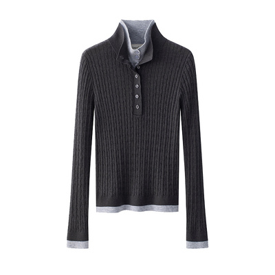 高领麻花假两件打底衫女上衣内搭