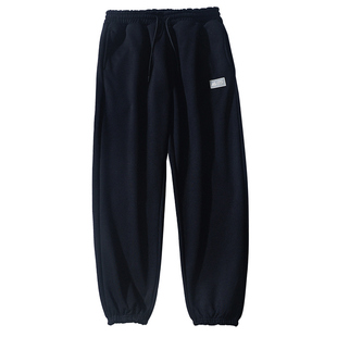 460G重磅银狐绒卫裤男款纯色加厚长裤子宽松运动束脚裤加绒休闲裤