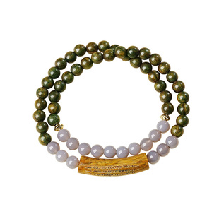 宫里上新绿檀木手串女款檀香文玩木头盘玩佛珠绿色手链木质饰品