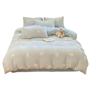 牛奶绒四件套冬季双面加厚珊瑚绒床上用品保暖加绒法兰绒被套床单