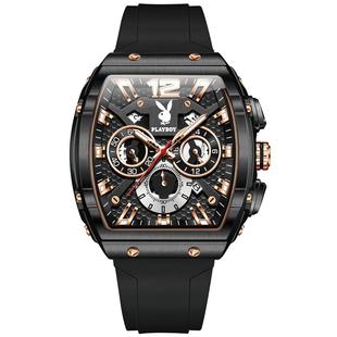 花花公子男士手表男款学生运动理查德酒桶类型大表盘防水石英男表