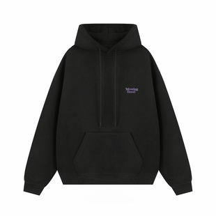 GOOZI MADE420g重磅黑色连帽卫衣男春季男生美式宽松帽衫外套男款