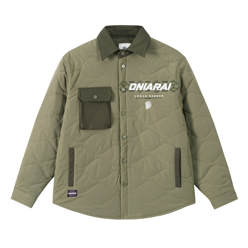ONIARAI/鬼洗25冬季新品鬼洗轻户外葫芦形衬衫式棉服外套 B340241