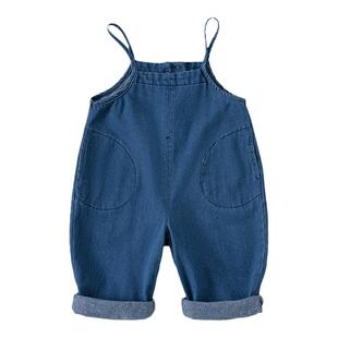 宝宝牛仔背带裤2026新款男童裤子女童吊带裤宽松短裤小童夏装童装