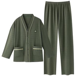 睡衣男士春秋款纯棉长袖男款秋季大码开衫四季款秋冬高级感家居服