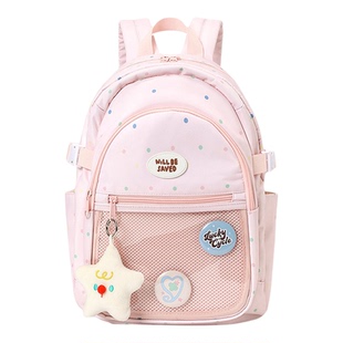 畹町元气系列双肩痛包女大学生上课包包少女心多彩波点多口袋背包