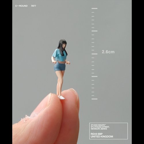 1:64比例骑自行车模型玩人偶微缩小人道具摆件树脂微观沙盘女孩食