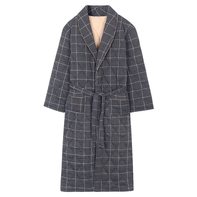 2025年睡袍男冬季三层加厚保暖夹棉加肥加大码长款浴袍冬天家居服