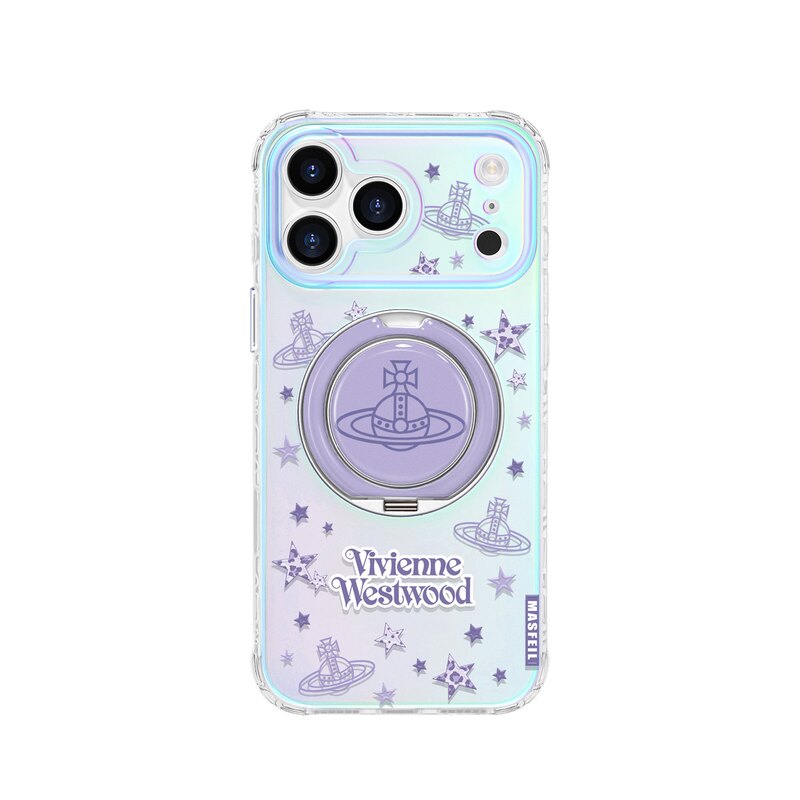 MASFEIL × 紫色土星适用苹果17Promax手机壳新款Lo9带支架iPhone16Pro保护套ip15高级14支点可爱13pm好看女