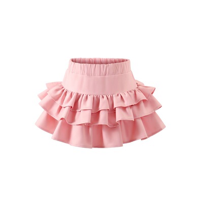 女童百褶蛋糕半身裙洛丽塔粉短裙