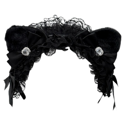 原创爱心水钻蝴蝶结猫耳发箍