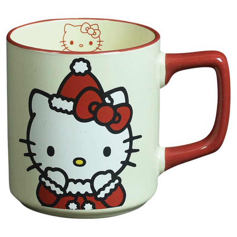 淄博外贸hellokitty陶瓷儿童水杯可爱家用马克杯咖啡杯圣诞礼物