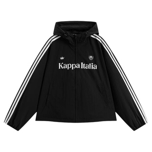 Kappa卡帕运动外套女2026新款春季防风衣小个子短款休闲百搭连帽