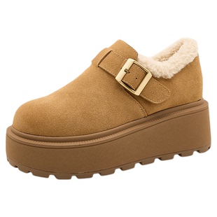 小个子秋冬加绒厚底勃肯鞋内增高全包真皮豆豆棉鞋小码女鞋313233