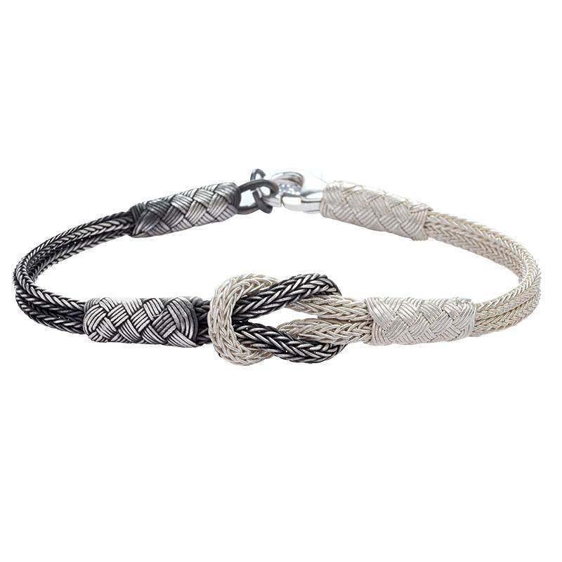 青丝白发土耳其编织纯银情侣手链