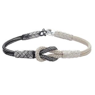 LUCKYMOJO青丝到白发土耳其编织手链纯银情侣手绳银手饰定情信物