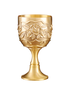 纯黄铜酒杯高脚杯家用客厅摆件雕花高脚杯一口杯一两二两杯白酒杯