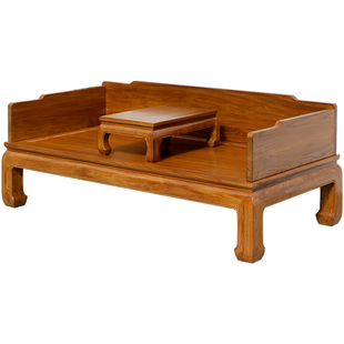 古榆老榆木罗汉床现代新中式小户型禅意卧榻明式家具原木实木沙发