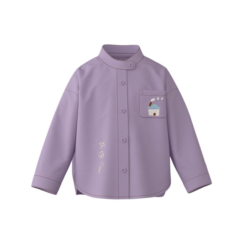 【新品】papa爬爬秋季儿童衬衫男女童长袖磨毛纯棉柔软亲肤吸湿