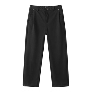 LUUD 简约复古保暖毛呢裤男士冬季立体褶位设计半松紧腰磨毛长裤