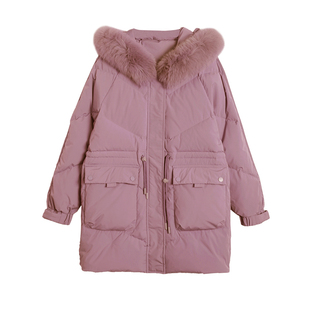 新款妈妈冬装中长款羽绒服中年女装高端加厚防寒服中老年收腰外套