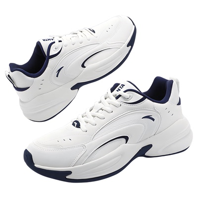 安踏运动鞋男潮流休闲鞋白色皮面