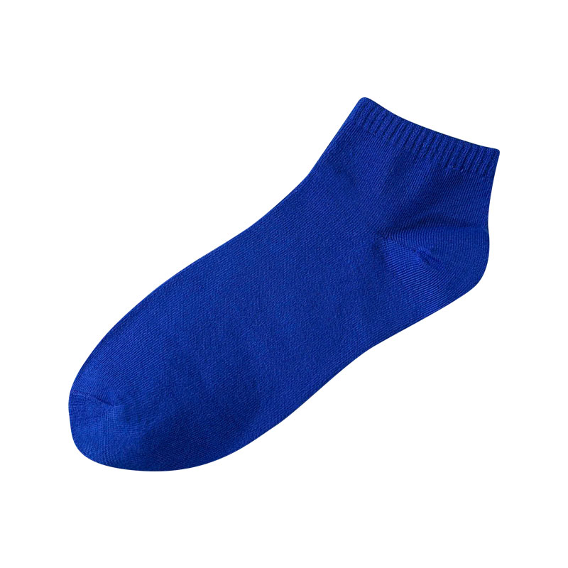 克莱因蓝袜子男士短筒蓝色浅口船袜纯棉运动潮ins宝蓝色隐形袜短w