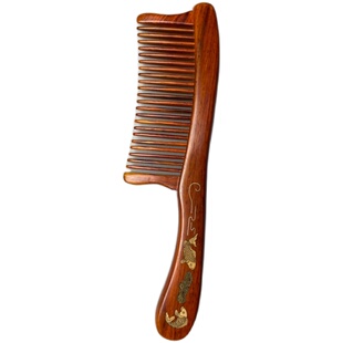 天然檀木紫光檀梳子微奥黄檀镶嵌插齿实木家用男士女士节日礼品