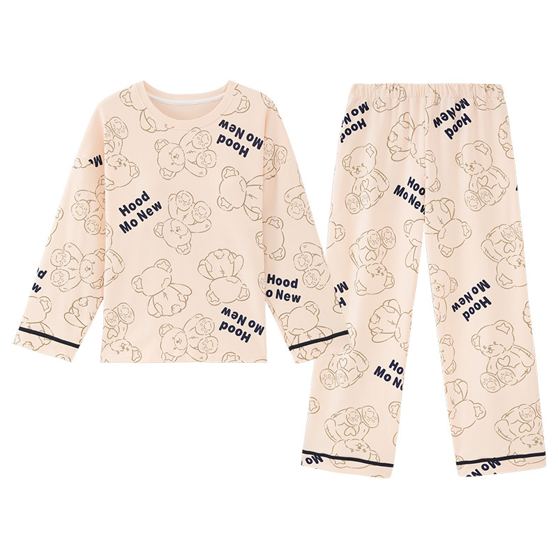带胸垫一体睡衣女春秋季长袖纯棉套装韩版甜美大码可外穿家居服冬