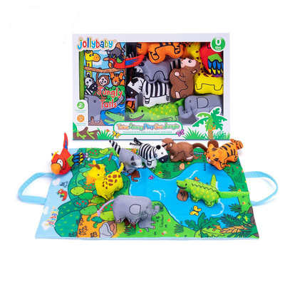 jollybaby婴儿立体农场尾巴布书礼盒套装丛林新生早教玩具撕不烂