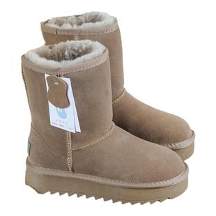 抗寒全羊毛厚底雪地靴女中筒2025冬新款皮毛一体防滑女靴保暖棉鞋