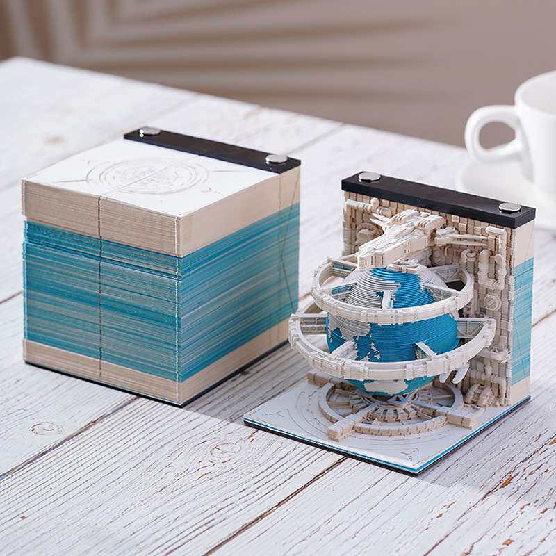 新品热销3d立体纸雕便签纸本创意艺术品便利贴高颜值地球手撕日历