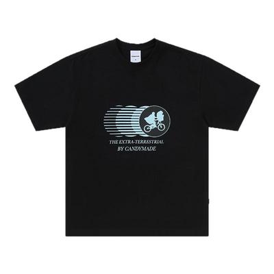 CANDYMADE春夏ET.系列剪影基础胶印黑色竹节棉宽松圆领短袖T