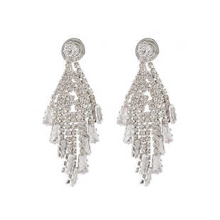 赫本风轻奢精致短款流苏耳环满钻高级感名媛百搭蚊香盘无耳洞耳夹