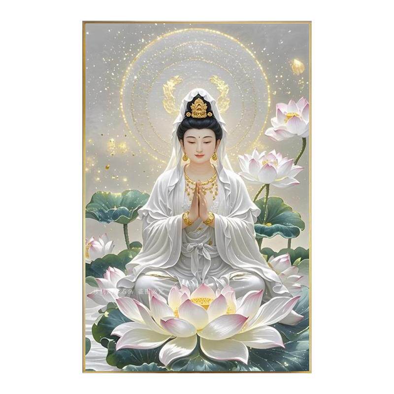 白衣观音钻石画满钻中堂十字绣