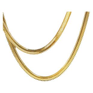 蛇骨链18k金锁骨链意大利工艺颈链k金素链叠戴软扁蛇骨链女素链