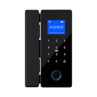 玻璃门指纹锁密码锁智能锁免开孔门锁办公室单双开门有框无框