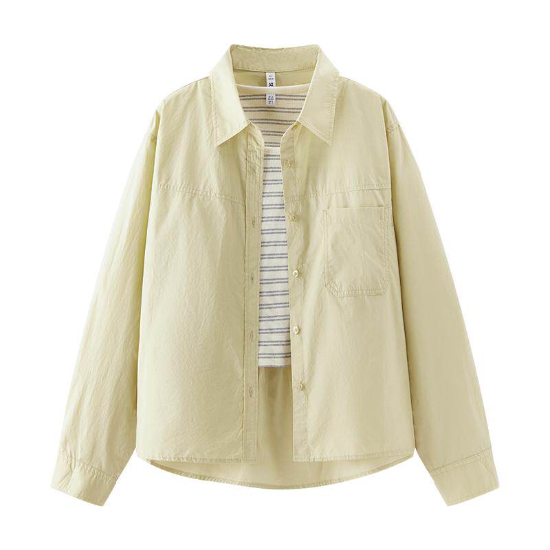 [商场同款]森马长袖衬衫女条纹背心oversize衬衣2025新款秋两件套